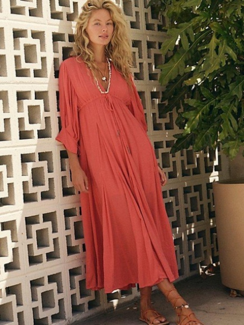 Free People Just Like Paradise Coral Maxi Dress - Picture 2 of 16